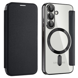 Cu clapetă pentru Samsung Galaxy S25, RFID Wallet MagSafe CamShield, negru