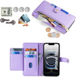 Cu clapetă pentru iPhone 16E, Wallet Zipper Pocket, violet