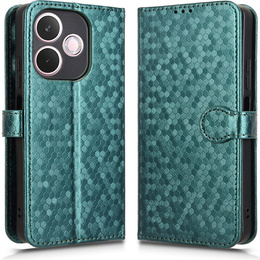 Husa cu clapetă pentru Oppo A5 Pro 5G, Wallet Rhombus, verde