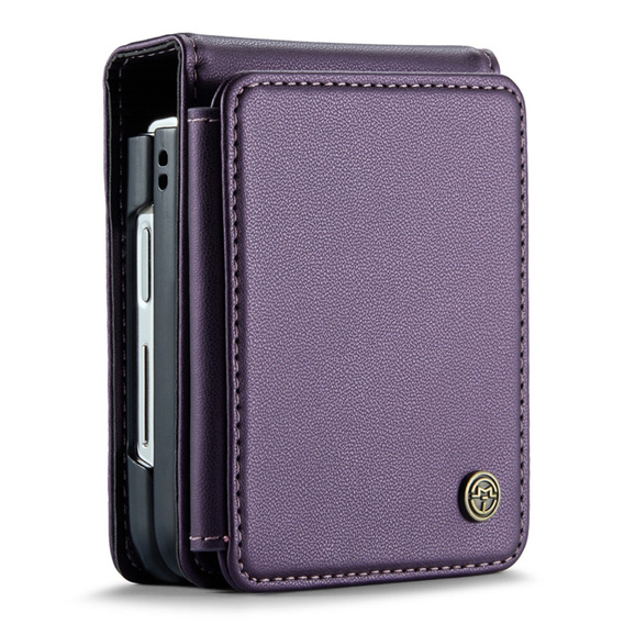 Husa cu clapetă CASEME pentru Samsung Galaxy Z Flip5 5G, Litchi Wallet, violet