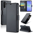 Husă pentru Samsung Galaxy A36, ERBORD Glossy Litchi, portofel cu clapetă, negru
