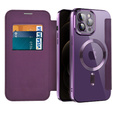 Cu clapetă pentru iPhone 12 Pro, RFID Wallet MagSafe CamShield, violet