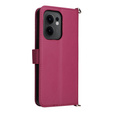 Carcasă cu clapetă pentru Oppo Reno 13F 5G, Crossbody Leather Wallet, maroon