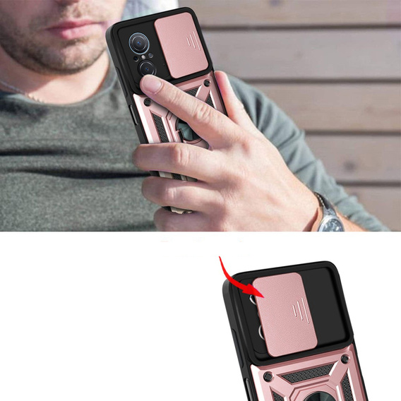 Husă blindată pentru Huawei Nova 9 SE, CamShield Slide, roz rose gold
