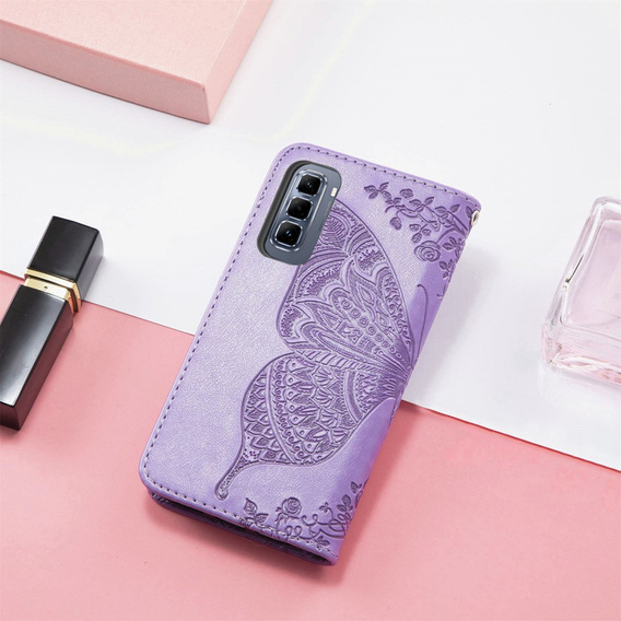 Cu clapetă pentru Infinix Hot 50 Pro 4G, Butterfly, violet