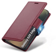 Husă pentru Samsung Galaxy S25 Edge, ERBORD Glossy Litchi, portofel cu clapetă, roșu