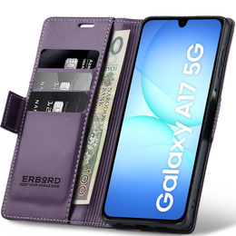 Husă pentru Samsung Galaxy A17 5G, ERBORD Glossy Litchi, portofel cu clapetă, violet