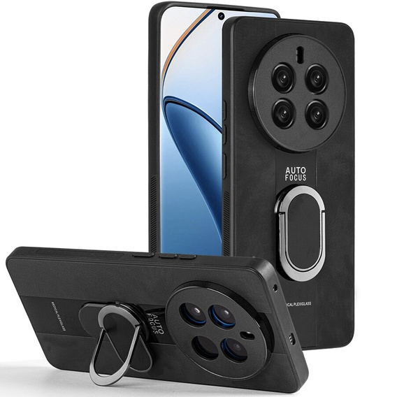 Carcasă pentru Realme 12 Pro 5G / 12 Pro+ 5G, Leather Kickstand Ring, negru