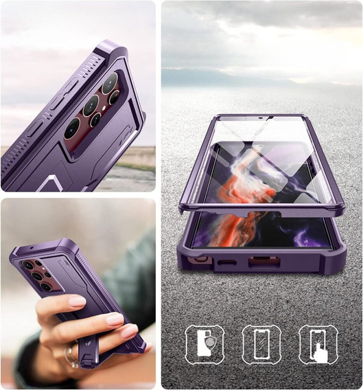 Husă blindată pentru Samsung Galaxy S22 Ultra, Dexnor Full Body, violet