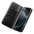 QIALINO Carcasă flip din piele de vacă originală pentru iPhone 17 Pro Max, negru