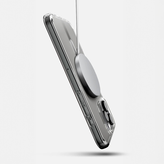 Carcasă ERBORD MagSafe pentru iPhone 16 Pro, buton activ, transparentă + Sticlă pentru ecran