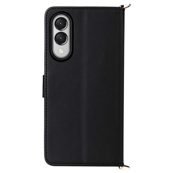 Carcasă cu clapetă pentru Samsung Galaxy S25 Edge, Crossbody Leather Wallet, negru