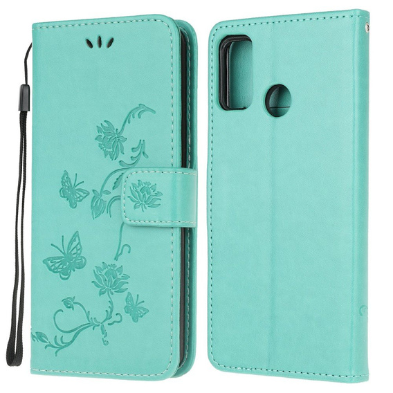 Cu clapetă pentru Motorola Moto G30 / G10, Butterfly, albastru