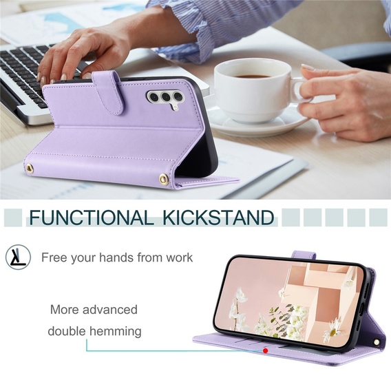 Husă cu clapetă pentru Samsung Galaxy S25 FE, Rhombus Crossbody Leather, violet