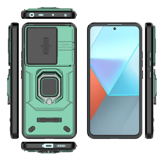 Husă pentru Xiaomi Redmi Note 13 Pro 5G, KickStand Camera Lens, verde