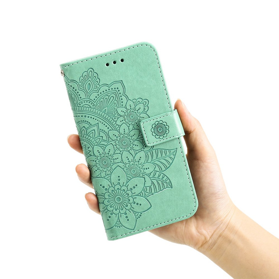 Cu clapetă pentru Samsung Galaxy S21 FE, Mandala, verde
