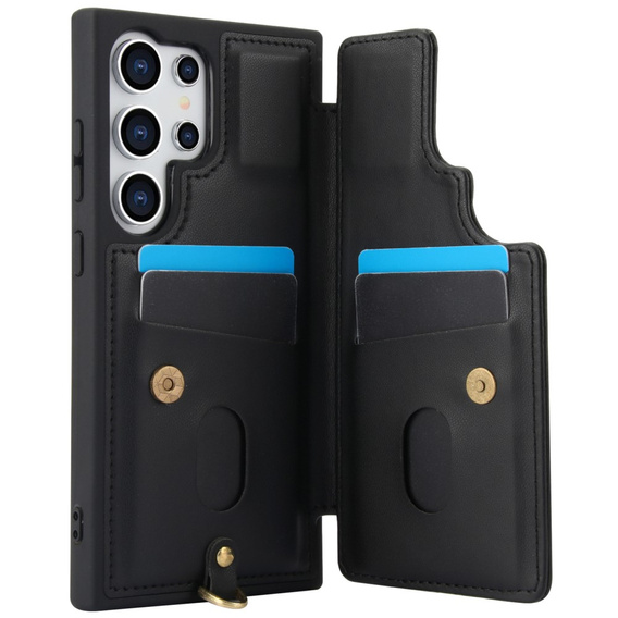 Husa pentru Samsung Galaxy S25 Ultra, Leather Flower Card Slot, negru