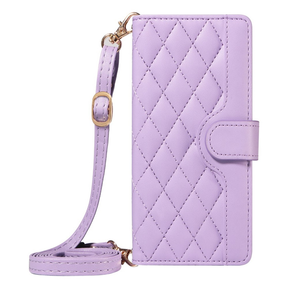 Husă cu clapetă pentru Motorola Edge 50 Neo / Motorola ThinkPhone 25, Rhombus Crossbody Leather, violet