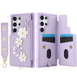 Husa pentru Samsung Galaxy S24 Ultra, Leather Flower Card Slot, violet