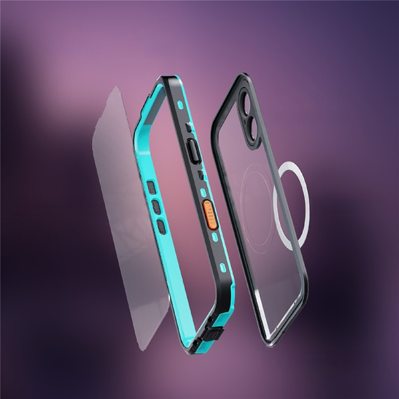 Husă pentru iPhone 17, impermeabilă IP68, SHELLBOX MagSafe, albastru