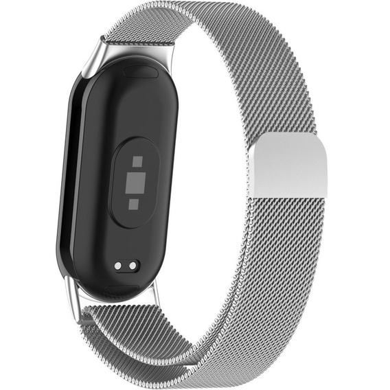 Brățară milaneză cu brățară cu carcasă pentru Xiaomi Smart Band 10 / 9 / 8, argintiu