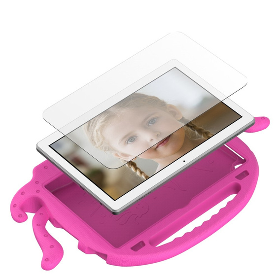 Husă pentru copii pentru Lenovo Tab M10 10.1 Gen 3, cu mâner, caracatiță, roz închis
