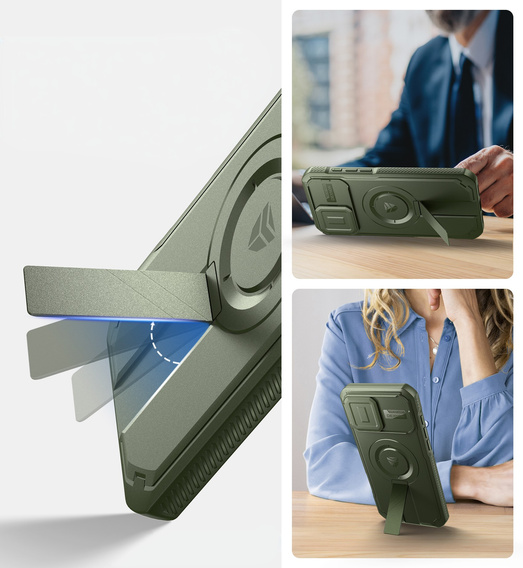 Carcasă blindată pentru iPhone 16, Dexnor CamProtect MagSafe, verde