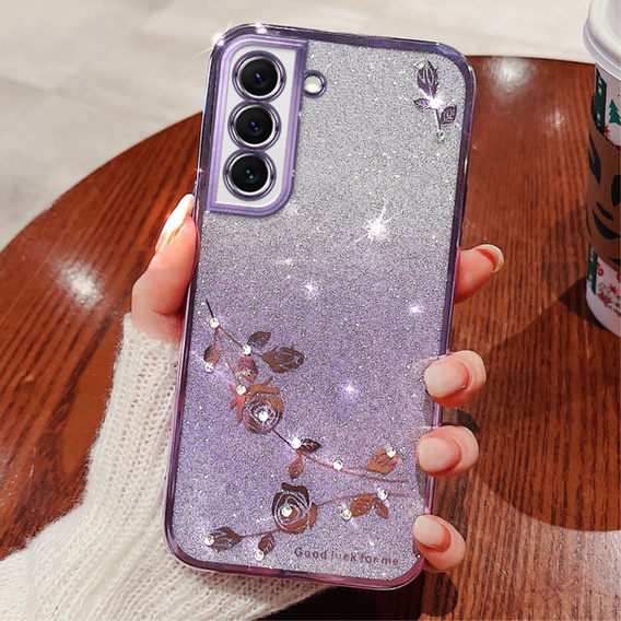 Husă pentru Samsung Galaxy S22, Glitter Flower, violet