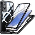 Husă pentru Samsung Galaxy S25 Edge, Shockproof, cu sticlă, pentru MagSafe, negru