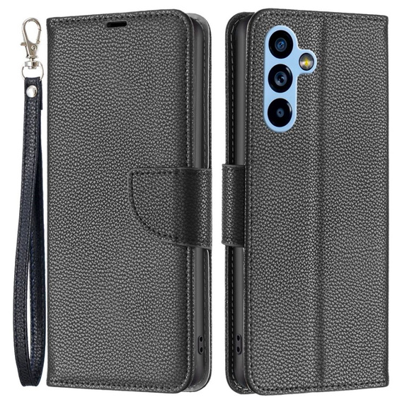 Cu clapetă pentru Samsung Galaxy A54 5G, Wallet Litchi Magnet, negru