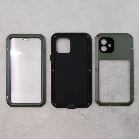 Love Mei Huse pentru iPhone 12, armored with glass, verde