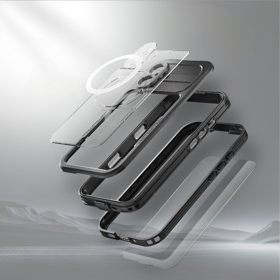 Carcasă impermeabilă IP68 pentru iPhone 16 Plus, SHELLBOX MagSafe, negru