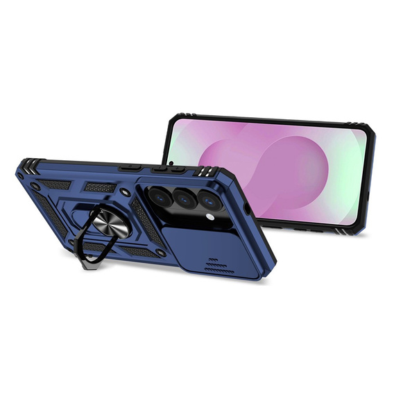 Husă blindată cu suport și capac pentru lentilă pentru Samsung Galaxy S26 Plus, albastră