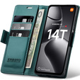 Husă pentru Xiaomi 14T, ERBORD Glossy Litchi, portofel cu clapetă, verde