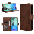 Cu clapetă pentru Xiaomi Redmi 13, Card Slot, maro
