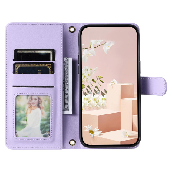 Husă cu clapetă pentru Samsung Galaxy A36 5G, Rhombus Crossbody Leather, violet