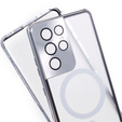 Carcasa Magnetic Dual Glass MagSafe pentru Samsung Galaxy S21 Ultra, de argint