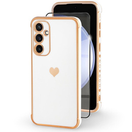 Husă pentru Samsung Galaxy S23 FE, Electro heart, alb + Sticlă ceramică Full Glue