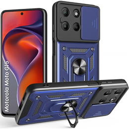 Husă blindată pentru Motorola Moto G15 / Motorola Moto G15 Power, CamShield Slide, albastru