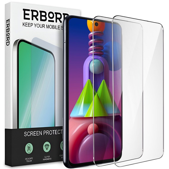 2x sticlă călită pentru Samsung Galaxy M51, ERBORD 9H Hard Glass pe ecran