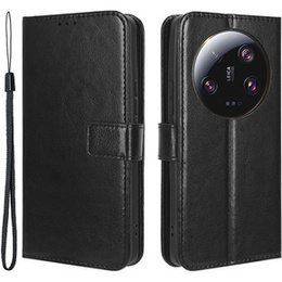 Cu clapetă pentru Xiaomi 13 Ultra, Crazy Horse Wallet, negru