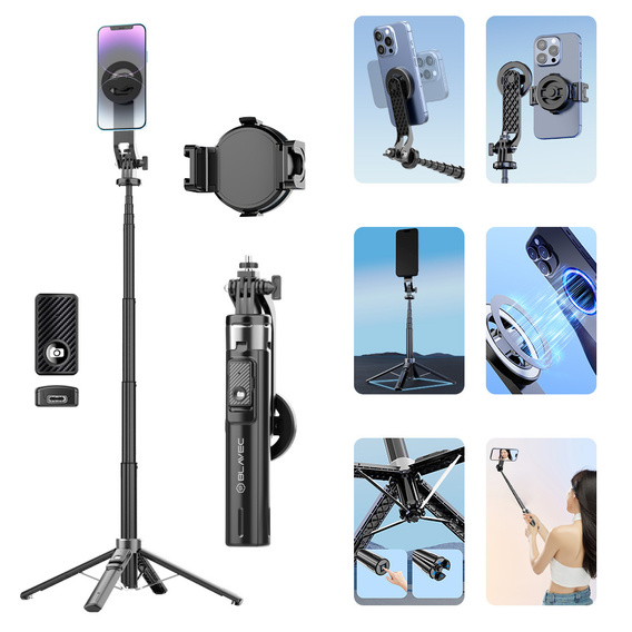 Blavec Fusion P06 - selfie stick din aluminiu cu MagSafe, trepied și telecomandă