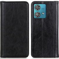 Huse pentru Motorola Edge 40 Neo, Wallet Litchi Leather, negru