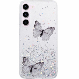 Husă pentru Samsung Galaxy S24, Glitter Butterfly, alb