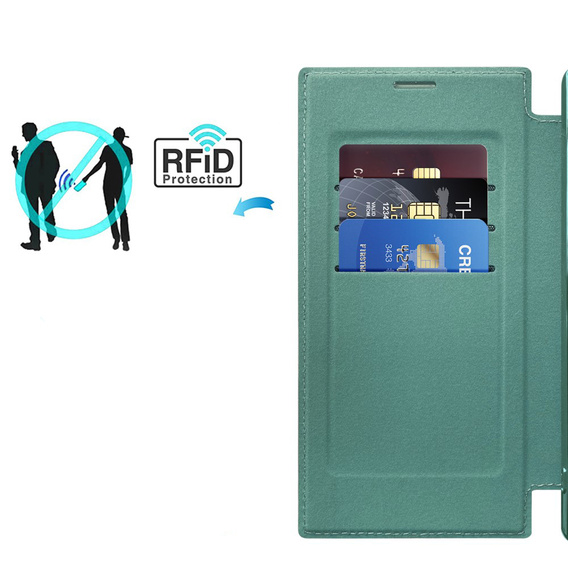 Cu clapetă pentru Samsung Galaxy S23 Ultra, RFID Wallet MagSafe CamShield, verde