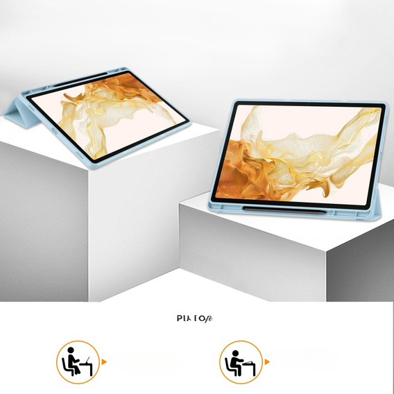 Husă pentru Samsung Galaxy Tab S10+ Plus, Smartcase cu spațiu pentru stylus, albastru
