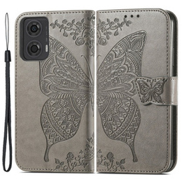 Cu clapetă pentru Motorola Moto G24 / G24 Power / G04, Butterfly, gri