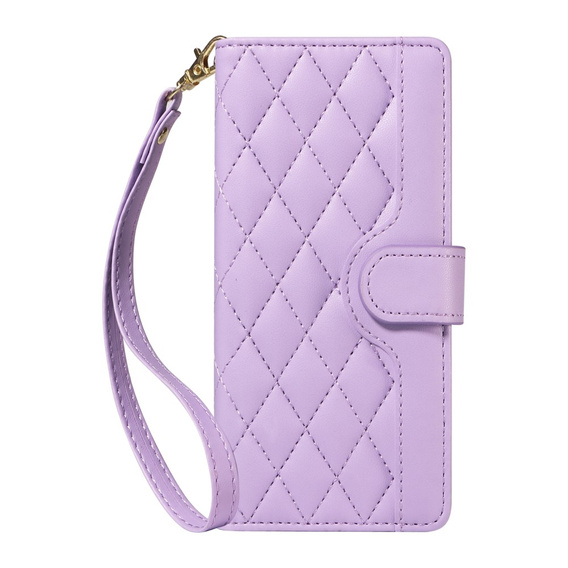 Husă cu clapetă pentru Xiaomi Redmi Note 14 Pro 5G / Xiaomi Redmi Note 14 Pro+ 5G / Xiaomi Poco X7 5G, Rhombus Crossbody Leather, violet