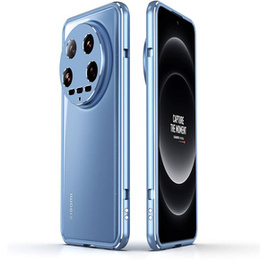 Husa pentru Xiaomi 14 Ultra, Armor Bumper, cu capac pentru obiectiv, albastru / argintiu