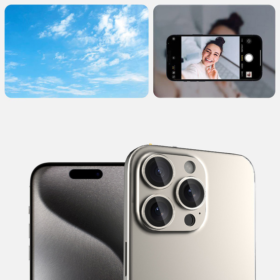 2x ERBORD OPTIK Pro sticlă călită pentru iPhone 16 Pro/16 Pro Max / 15 Pro/15 Pro Max/14 Pro/14 Pro Max camera foto, titan